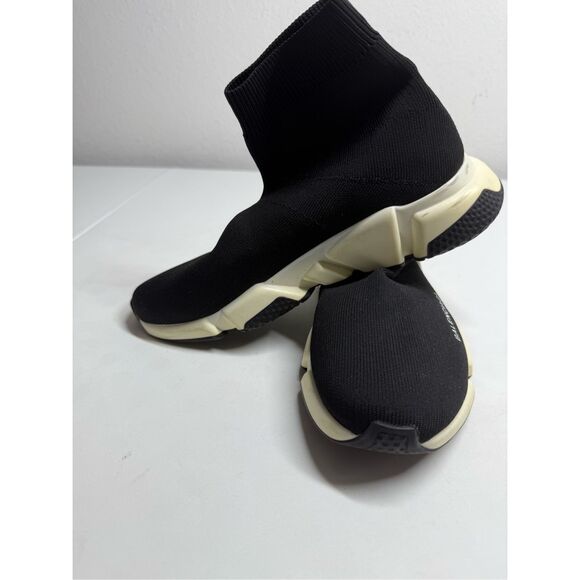 BALENCIAGA Speed Trainer Sneakers Black White Size 8 See Description - Picture 8 of 16